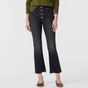 J. Crew Women's Billie 9” Demi Boot Crop Button Fly Jeans Charcoal Black Size 24